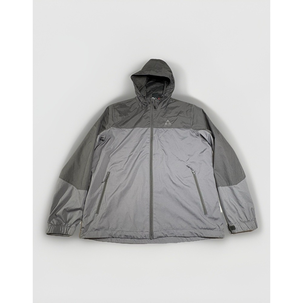 Gerry Jacket Mens‎ Large Gray Mesh Lined Windbreaker Full Zip Hooded Ripstop